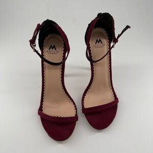 Madison By Shoedazzle Heels Womens US 7.5 Burgundy Ankle Strap Open Toe Chic